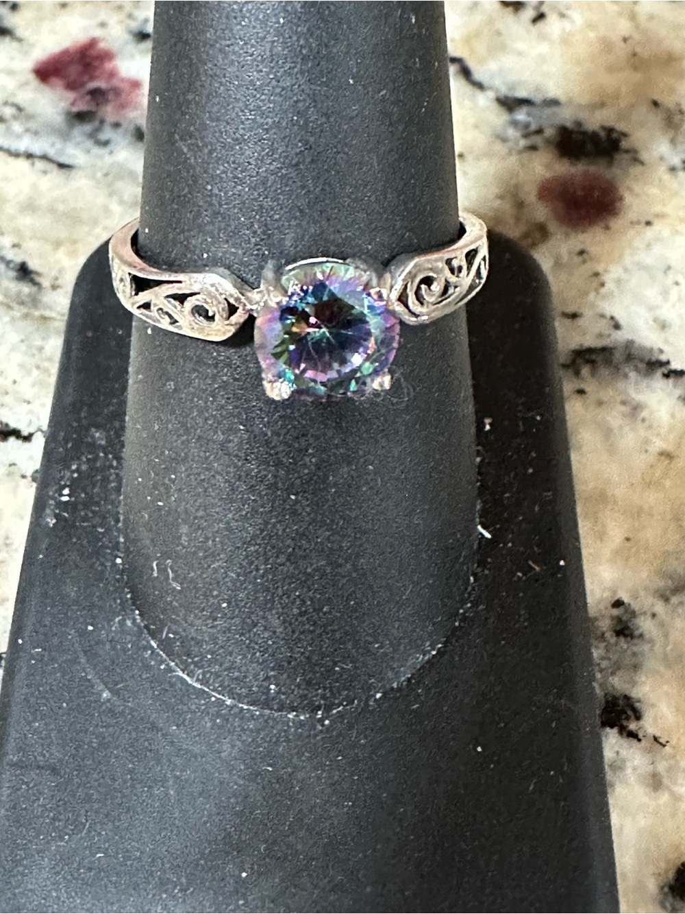 Solid 925 Sterling Silver Oval Mystic Topaz Ring size 8.5